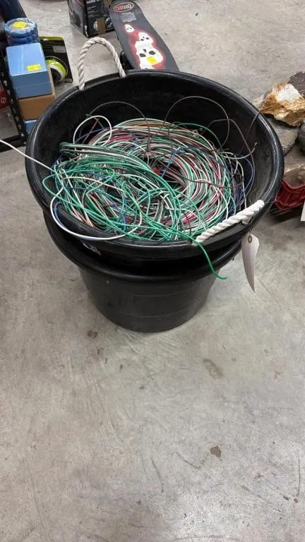 Bucket of Assorted Insulated Electrical Wire