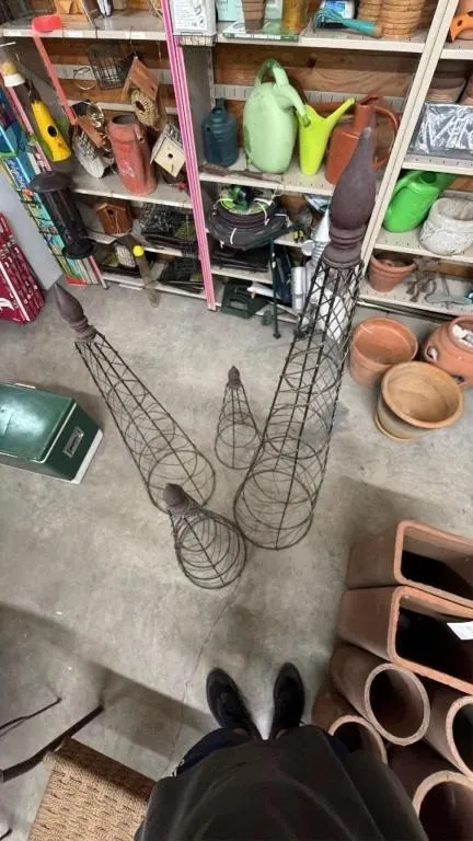 Set of Four Decorative Wire Garden Obelisks
