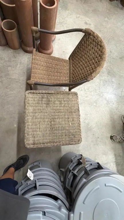 Woven Bistro Armchair and Square Side Table