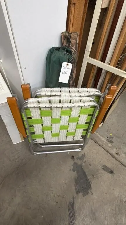 Set of Two Folding Webbed Lawn Chairs
