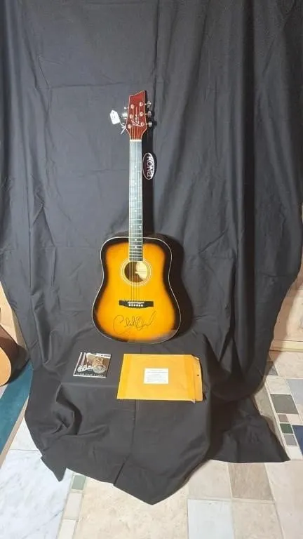 CAHARLIE DANIELS SIGNED ACUOSTIC GUITAR W CERT