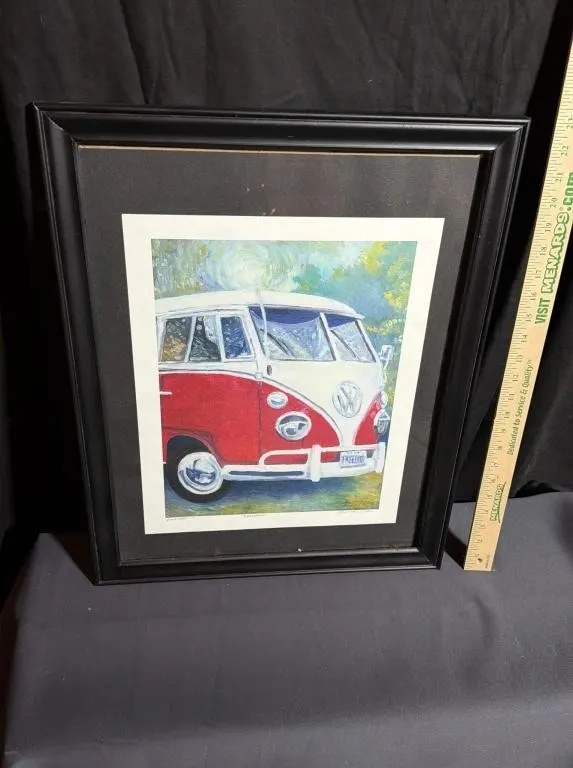 Framed 'Freebird' VW Bus Color Proof Print