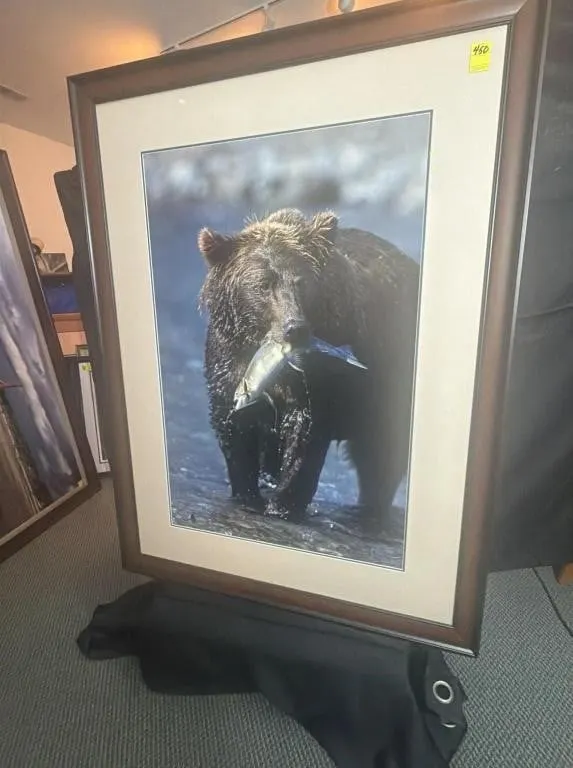 Grizzly Bear with Salmon Framed Print