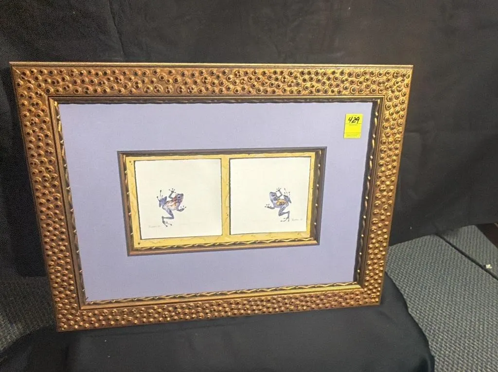 Framed Double Frog Artwork