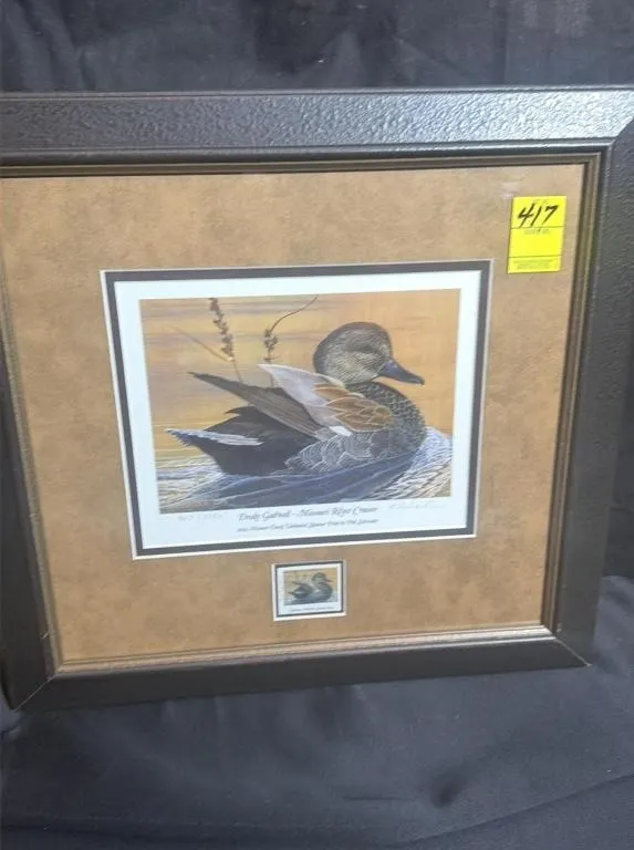 Phil Schroeder Drake Gadwall Print & Habitat Stamp
