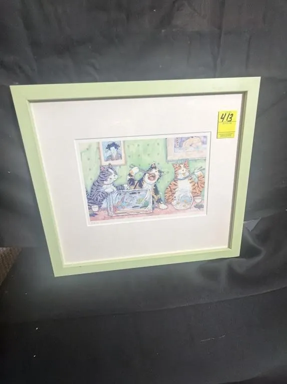 Fresh Sushi Framed Cat Print