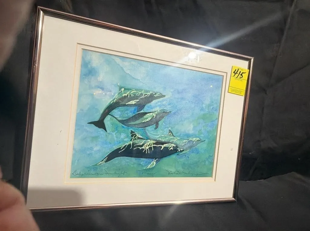 Dolphins in Sunlight Framed Art by Rachelle S.