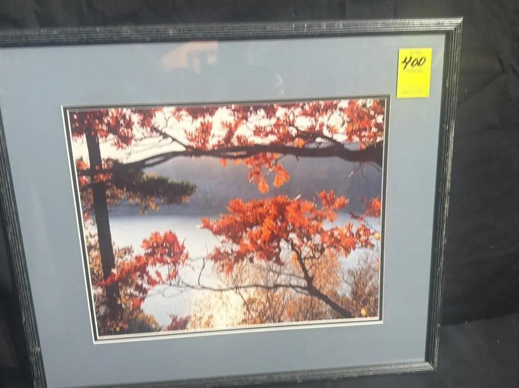 Framed Autumn Lake Landscape Photograph
