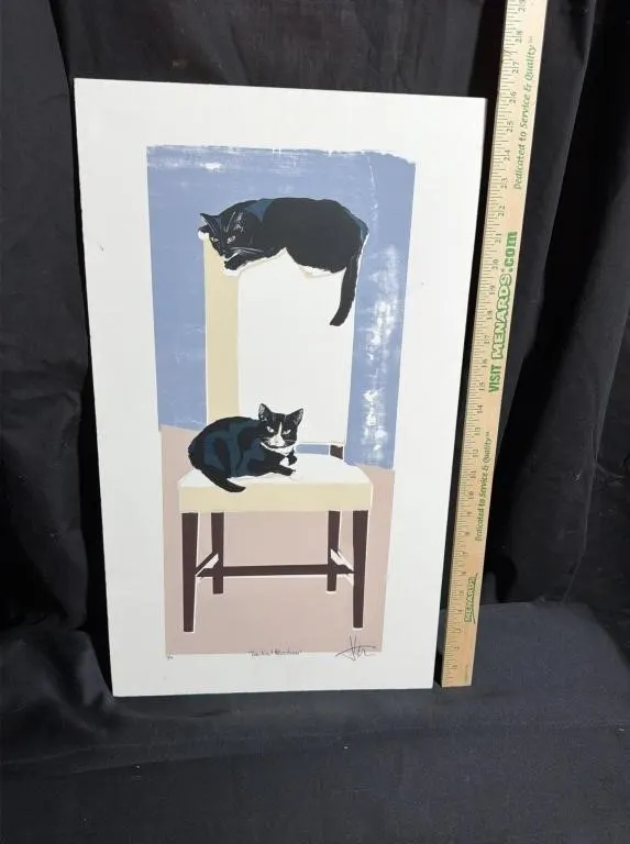 Dual-Image Lot: Cat Art Print & Thrush Cockpit