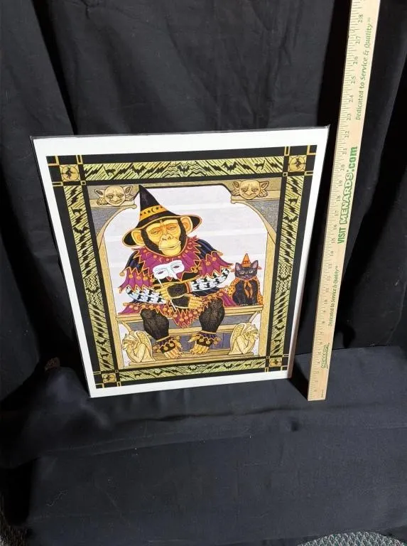 2 Zeek Taylor Signed Whimsical Monkey Art Prints