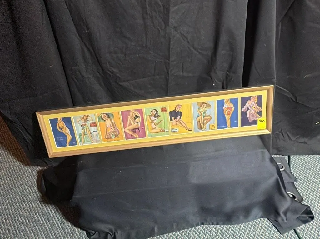Vintage Pin-Up Art Collage, Framed
