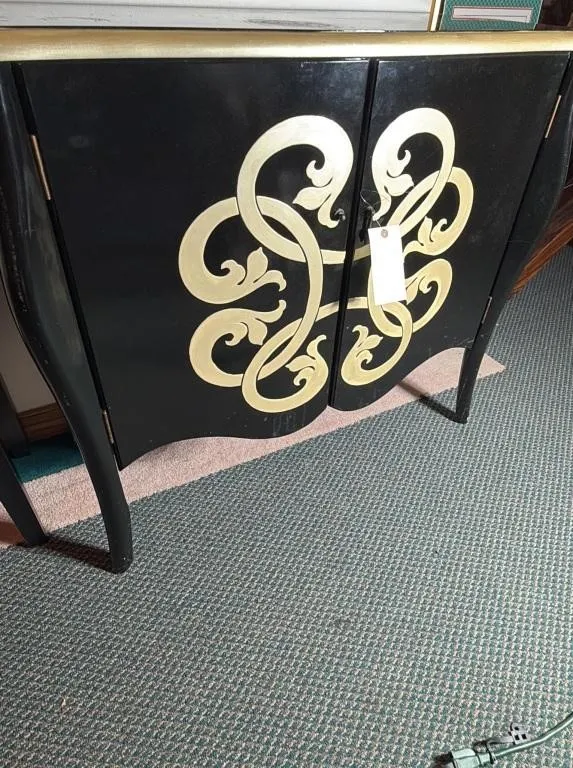 Black and Gold Gatsby Cabinet 34.5" Tall