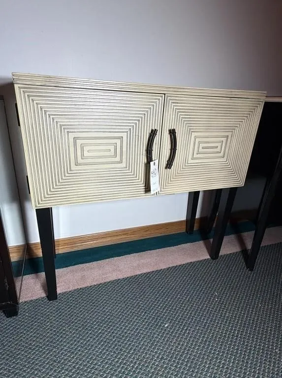Geometric Pattern Credenza with Dark Legs,34.5Tall