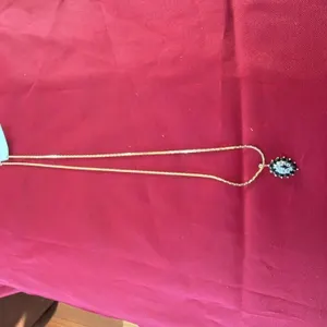 Gold Tone Marquise-Cut Stone Pendant Necklace
