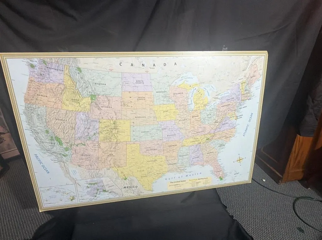 Framed US & World Map Set