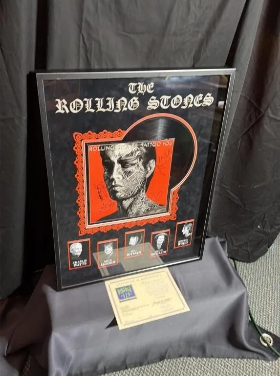 Rolling Stones Signed 'Tattoo You' Vinyl Display
