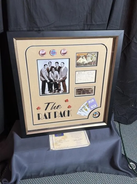 SIGNED Framed Rat Pack Sands Hotel Memorabilia