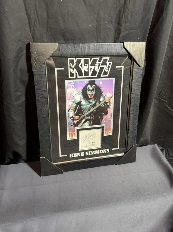 Gene Simmons Autographed Framed KISS Photo