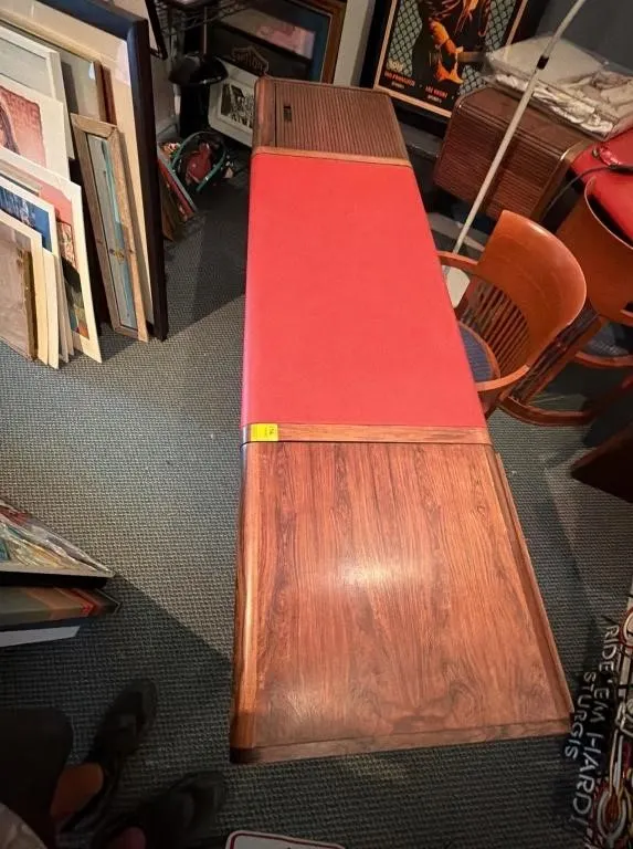 Mid-Century Modern Rosewood Desk with Red Inset