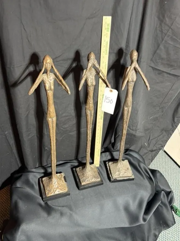 Set of Three Bronze-Finished Figurines