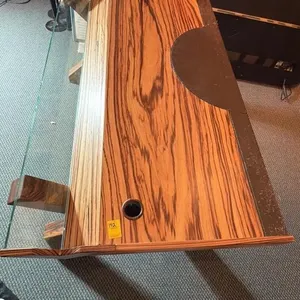 Modern Striated Wood and Glass Executive Desk