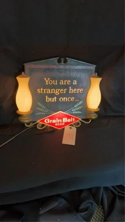 Hanging Light Up Bar Style Sign.GRAINBELT BEER
