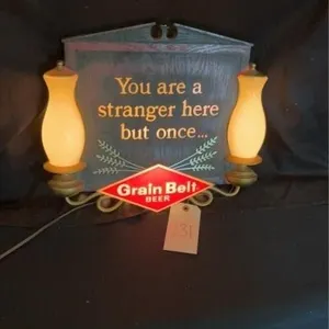 Hanging Light Up Bar Style Sign.GRAINBELT BEER
