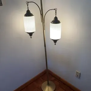 Mid Century Modern Two Light Floor Lamp White Ribb