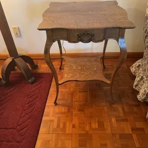 Antique Victorian Quarter Sawn Tiger Oak Parlor Ta