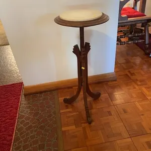 Antique Victorian Marble Top Walnut Pedestal Plant