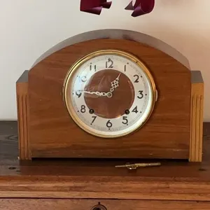 Plymouth Tambour Mantel Clock With Double Ended Br