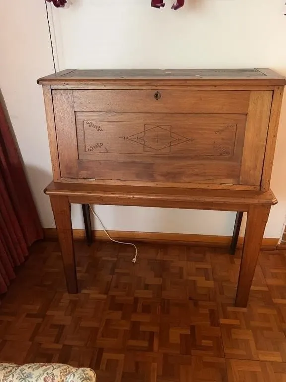 Antique Walnut Drop Front Plantation Secretary Des