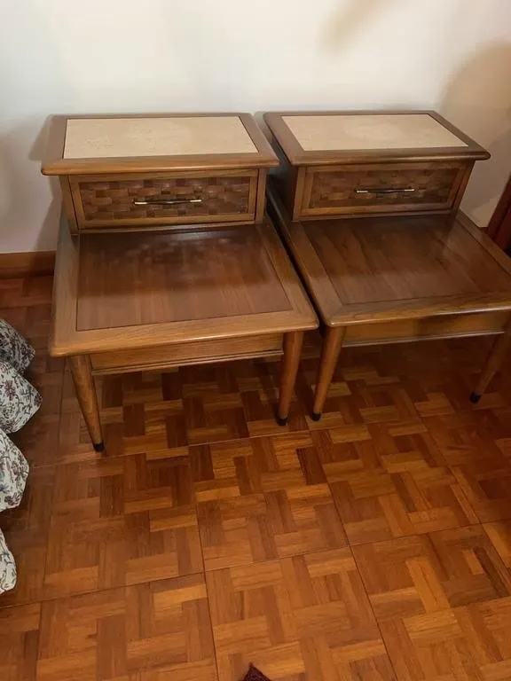 Pair of Mid Century Modern Two Tier End Tables