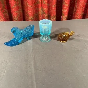 Fenton Opalescent Footed Toothpick and Pressed Gla