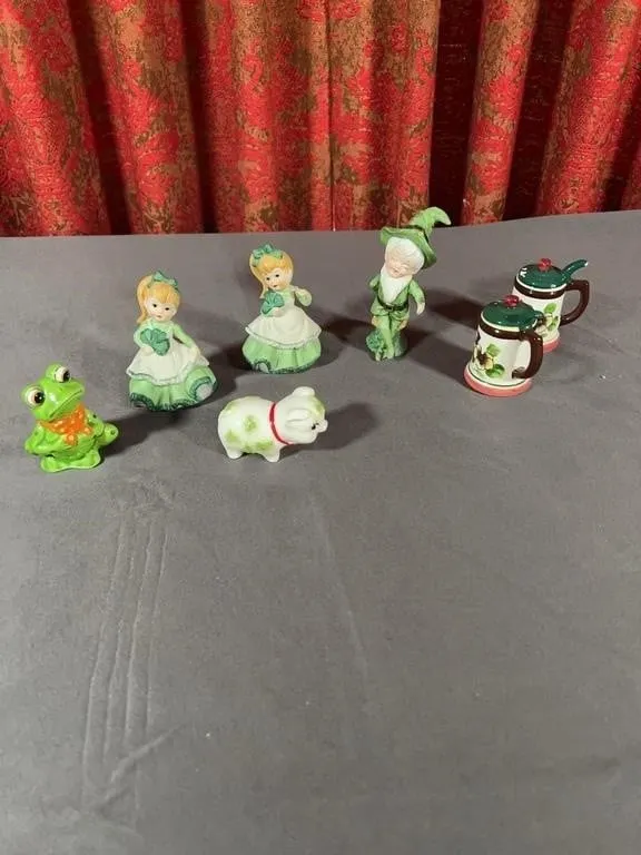 Assorted Irish Shamrock Figurines Pixie Girls Pig