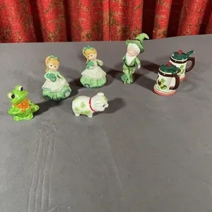 Assorted Irish Shamrock Figurines Pixie Girls Pig