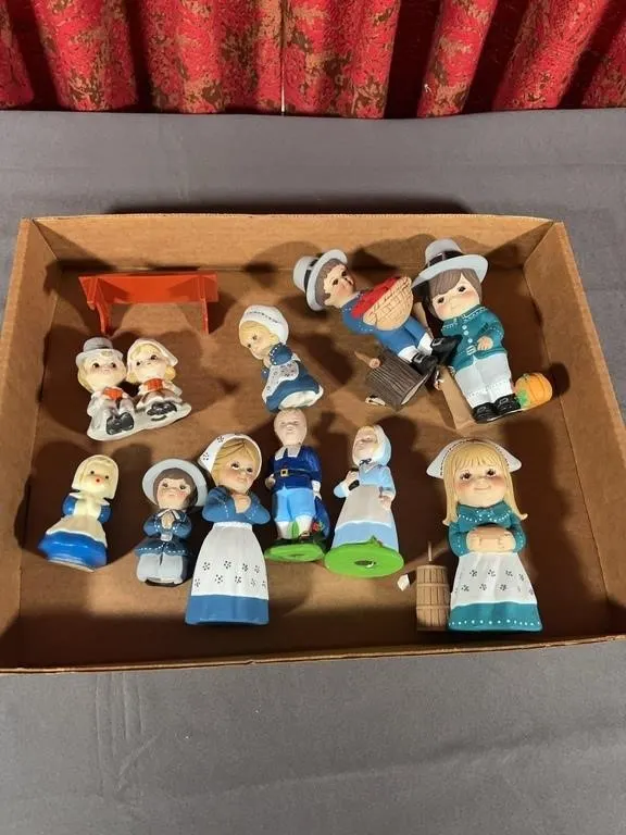 Painted Pilgrim and Thanksgiving Themed Figurines