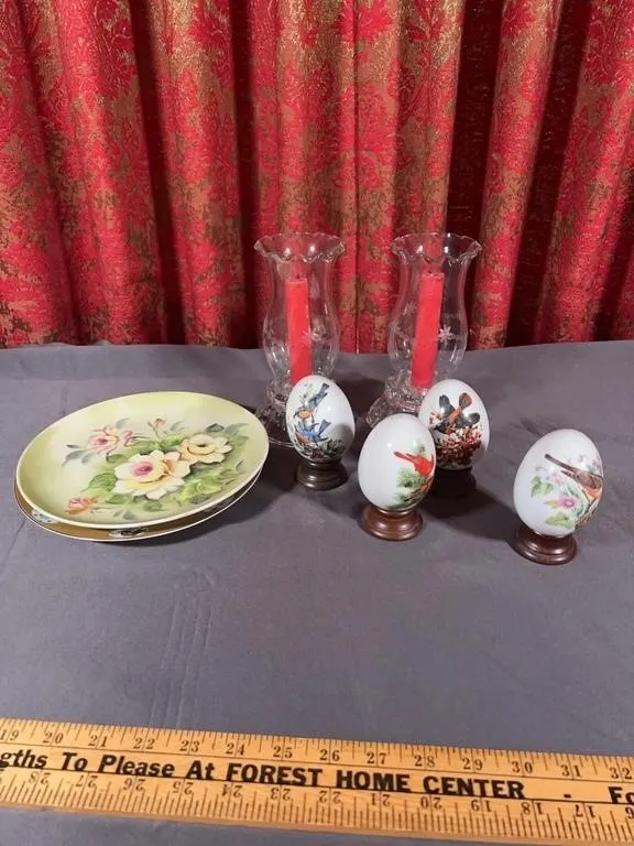 Lefton Hand Painted Porcelain Plates Hurricane Can