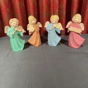 Ceramic Musical Christmas Angels Figurines Set of