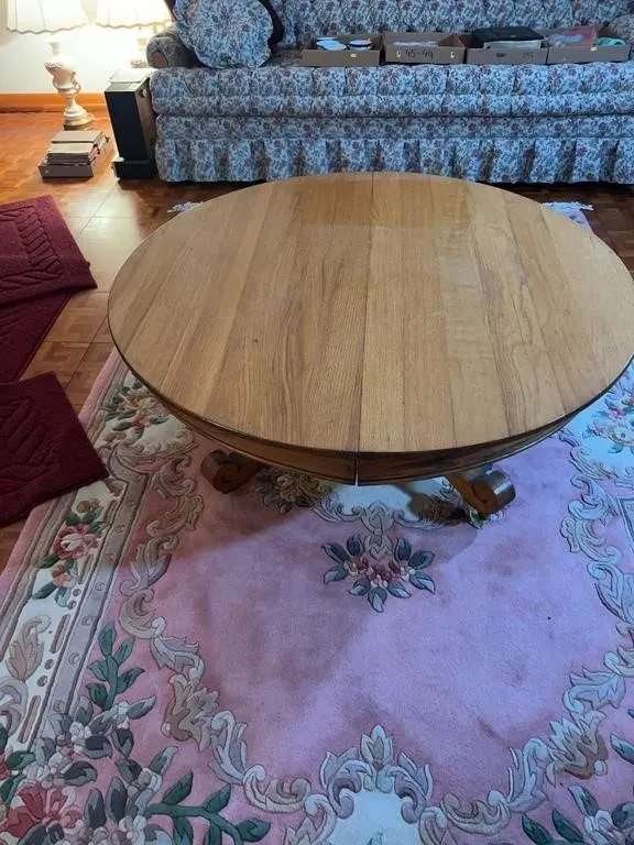 Antique American Oak Split Pedestal Round Extensio