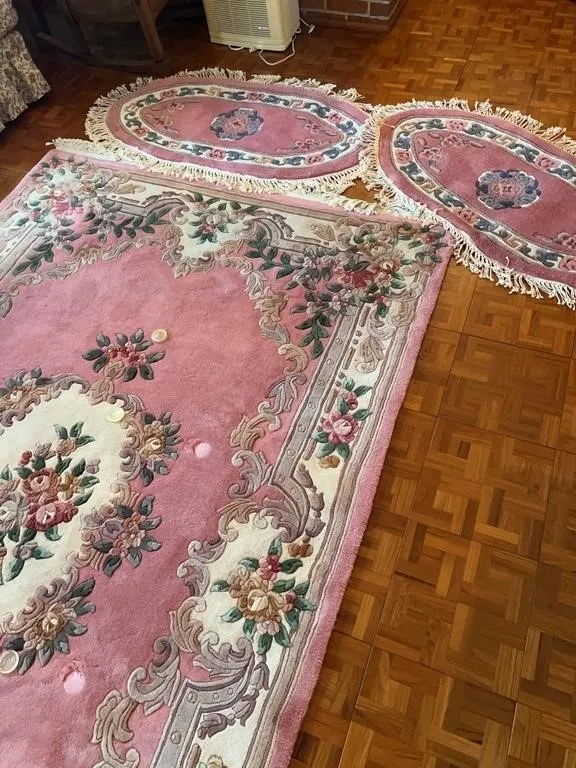 Chinese Aubusson Style Wool Area Rug with Matching