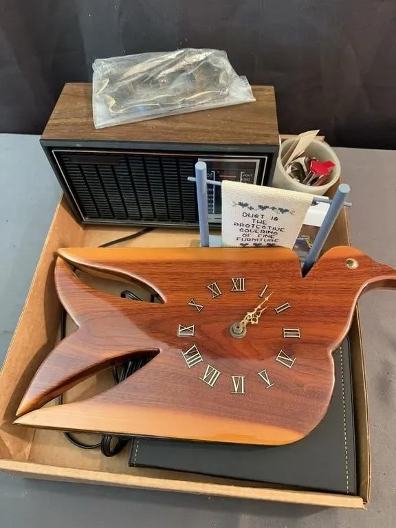 Assorted Home Decor and Electronics Lot with Bird