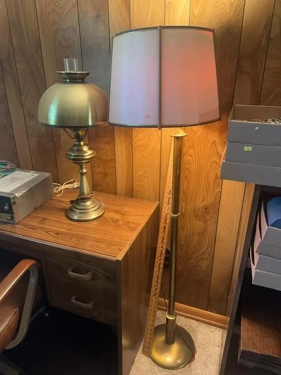 Brass Tone Torchiere Floor Lamp and Matching Hurri