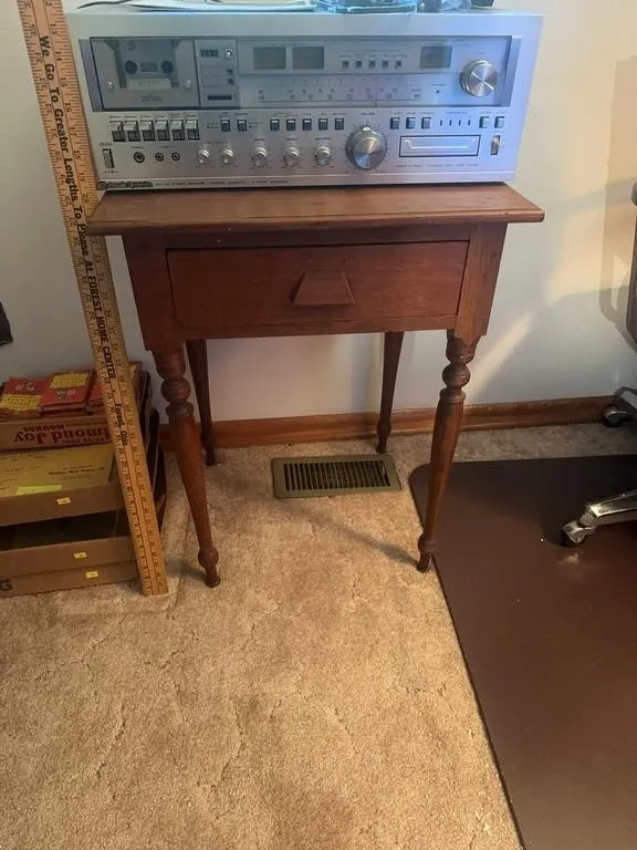 Single Drawer Wooden Side Table with Turned Legs
