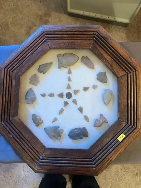 Framed Native American Arrowhead Collection In Oct