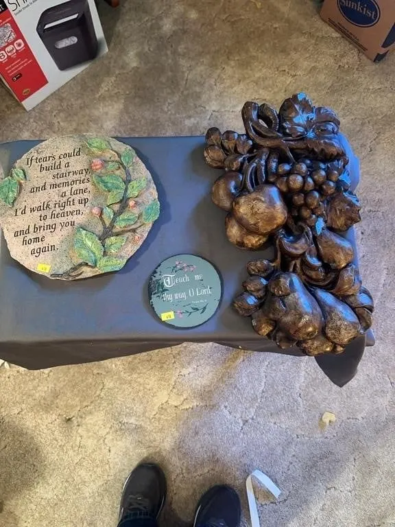 Carved Fruit Wall Plaque with Memorial Garden Ston