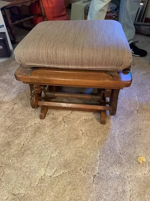 Solid Wood Gliding Ottoman with Padded Upholstered