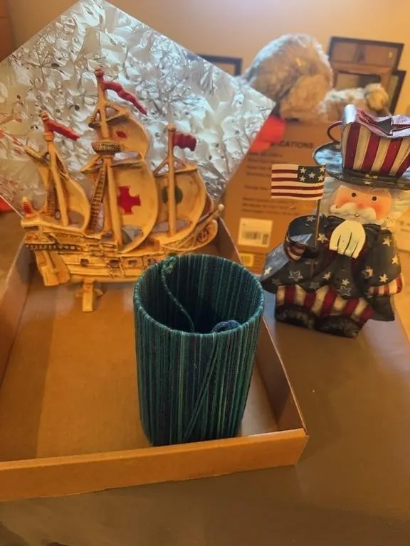 Painted Cast Iron Galleon Radio Lamp and Decorativ