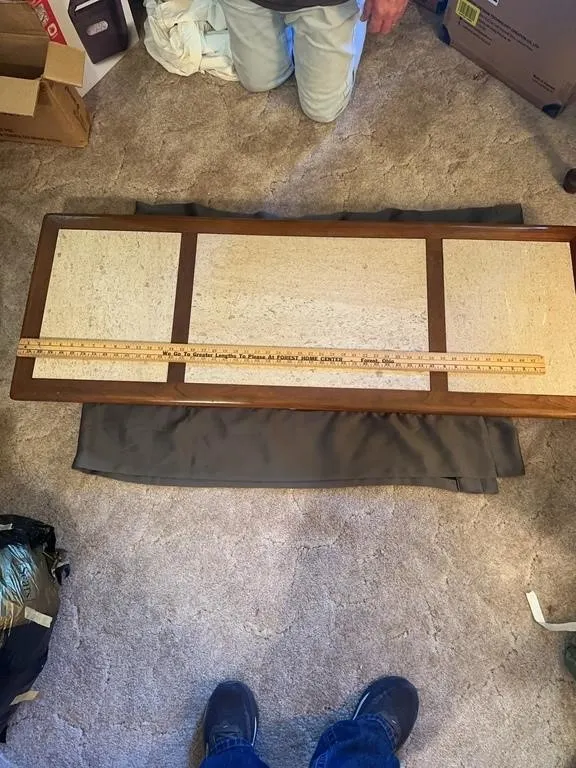 Mid Century Modern Inset Travertine Walnut Low Cof