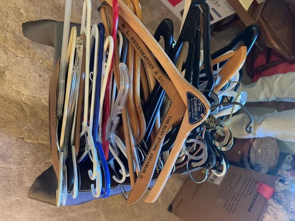 Advertising Wooden Clothes Hangers and Assorted Ha